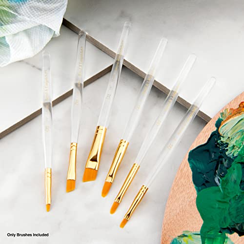 Royal & Langnickel Royal Zip N' Close Gold Taklon Clear Acrylic Filbert and Angular 7-Piece Brush Set Royal & Langnickel