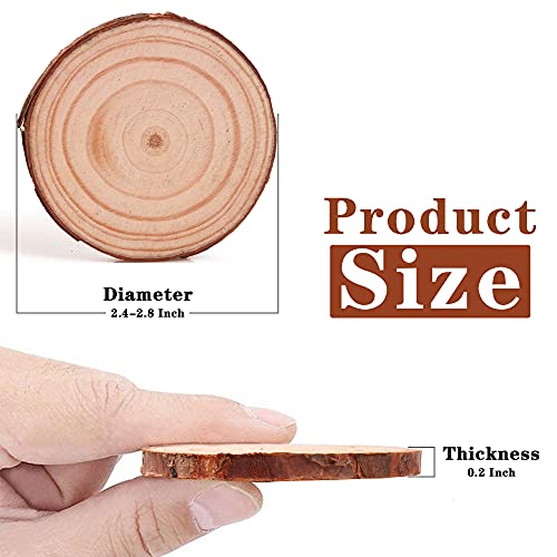 Coadura Unfinished Natural Wood Slices 30Pcs 2.4-2.8 Inch Round Wood Discs for Crafts Wood Christmas Ornaments,Wedding Centerpieces Paintings DIY Coadura