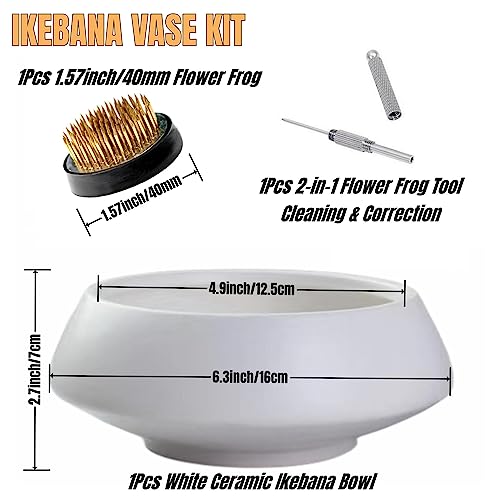 Eggone Ceramic Flower Pot Flower Arrangement Set Japanese Ikebana Floral Art Supplies Flower Bowl Decorative Flower Vase for Centerpieces (Medium Eggone