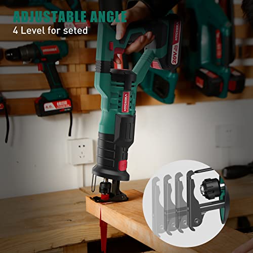 HYCHIKA Reciprocating Saw, 18V MAX Cordless Saw with 2.0Ah Battery, 2800SPM,7/8" Stroke Length, Variable Speed, Tool-Free Blade Change, 6 Saw Blades HYCHIKA BETTER TOOLS FOR BETTER LIFE