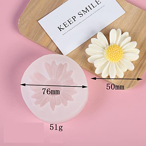 4 Pack Flower Mold Resin Mold Chamomile with Hole/Single Chamomile Flower/Four Daisy Flower in One/Single Daisy Flower Silicone Mold for Resin Candle ESEENS