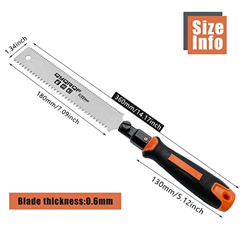 QYQRQF Japanese Hand Saw, 7 Inch Flush Cut Saw Double Edge Sided Pull Saw for Woodworking (Orange) QYQRQF