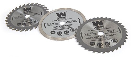 WEN 4.2-Amp 3-3/8-Inch Plunge Cut Compact Circular Saw with Laser, Carrying Case, and Three Blades (36704) WEN