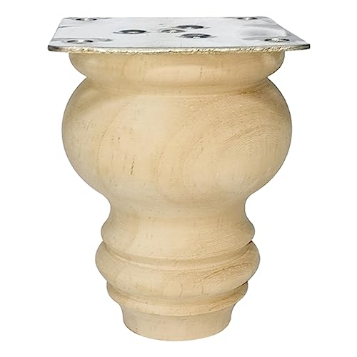 Btibpse 3 Inch Wooden Furniture Legs, Solid Wood Unpainted Replacement Furniture Legs, Cabinet Legs/Desk/Sofa/Bookcase Bun Feet, DIY Wooden Round Btibpse