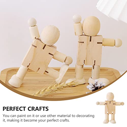 ARTIBETTER 6 Pcs Joint Puppet Toys Artist Wooden Tiny Doll Bodies Painting Graffiti Unfinished People Bodies Unfinished Wooden Robot Bodies Kids ARTIBETTER