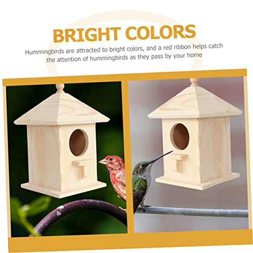 Kisangel Bird Nest Wooden Hummingbird House Birdhouses for Outdoors Bird Houses for Outside Wood Bird Feeder Unfinished Wood Birdhouse Balcony Bird Kisangel