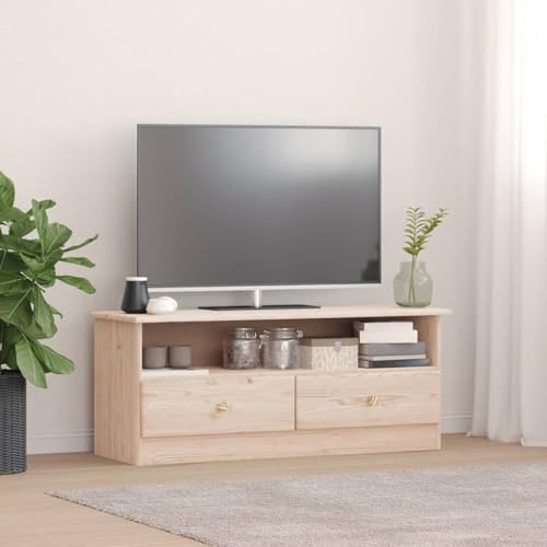 vidaXL ALTA TV Cabinet - Scandinavian Solid Wood Pine Media Centre with Drawers - Living Room/Bedroom Storage Solution - Unfinished, Customizable - vidaXL