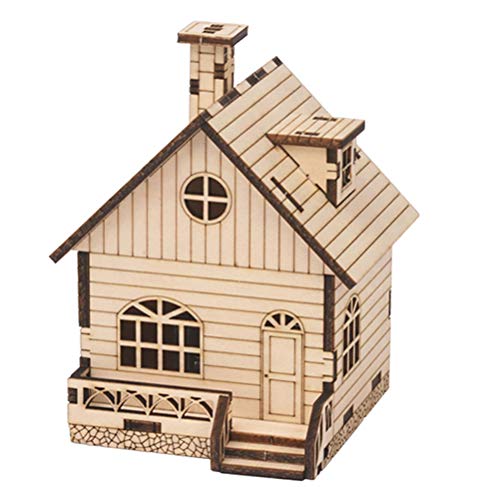 PartyKindom 1 Set DIY Music Box Wood House Figurines Christmas Village Scene Kids DIY Materials Unfinished Wood Xmas House Wooden Toys Educational PartyKindom