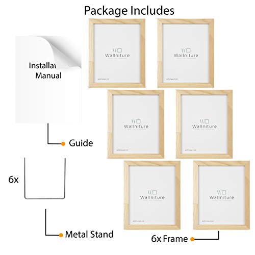 Wallniture Alps DIY Wall Decor 8x10 Craft Picture Frames Table Top Display or Wall Mount, Set of 6 Natural Finish Wallniture