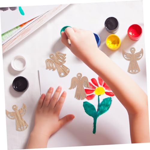 VOSAREA 50pcs Wooden Angel Pendant Christmas Wood Cutouts Small Wood Angel Cutouts Holiday Nursery Decor Blank Drawing Wing Hollow Out Angel Wings VOSAREA