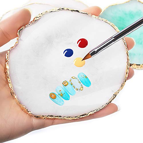 AUOCATTAIL Nail Art Design Tools 15pcs Painting Brushes Set with 5pcs 2-way Dotting Pens & A Gold-rimmed Resin Palette Nail Art Brushes Kits Nail Art AUOCATTAIL