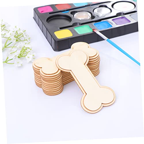 VILLCASE 24PCS Wood Embellishments Wood Bone Shape Christmas Unfinished Wood Cutout Dog Bone Wood Cutout Dog Bone Embellishments Round Labels Gift VILLCASE