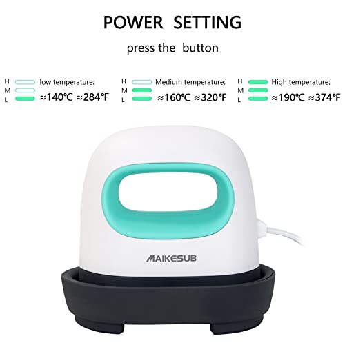 MAIKESUB Mini Heat Press Machine Easy to Use for T Shirts Shoes Hats Small HTV Iron on Vinyl Projects Portable Heating Transfer Iron Green (Green) MAIKESUB