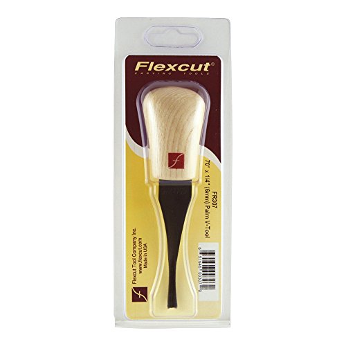 Flexcut Palm V-Tool, High Carbon Steel, Solid Ash Handle, 1/4 Inch, 70 Degrees (FR307) FLEXCUT