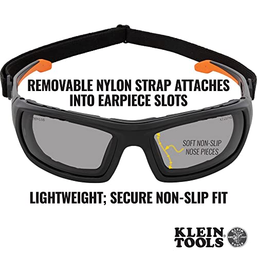 Klein Tools 60471 Safety Glasses, ANSI Z87.1+ Pro Full Frame Gasket Safety Glasses, Gray Lens, UV Protection, Anti-Fog, Scratch Resistant Klein Tools