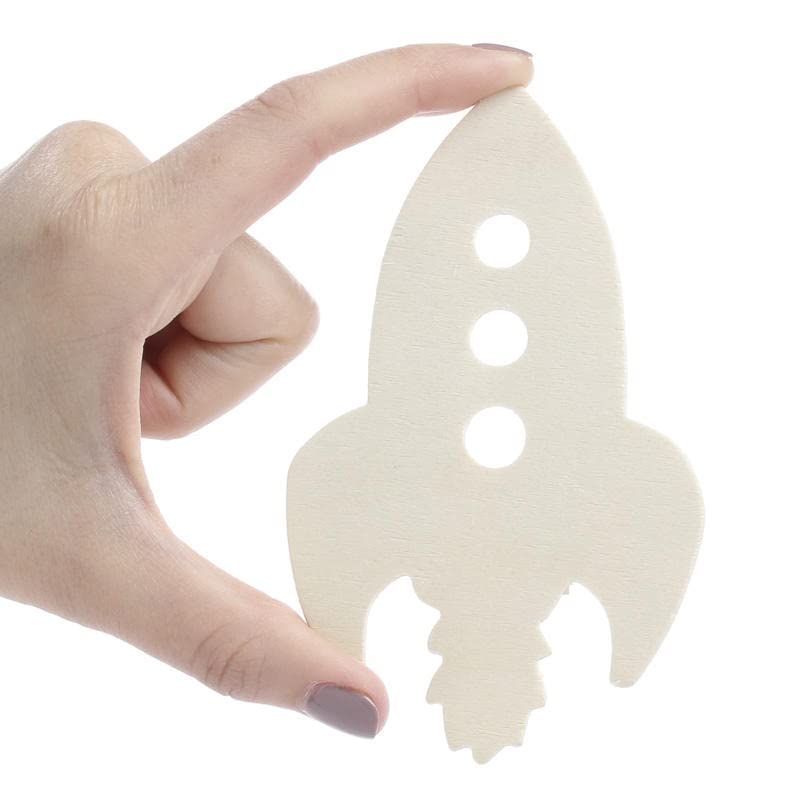 Pack of 24 Unfinished Wood Outer Space Cutouts by Factory Direct Craft - Suns, Moons, Rocket Ships & Planets Blank Wooden DIY Shapes for Scouts, Factory Direct Craft