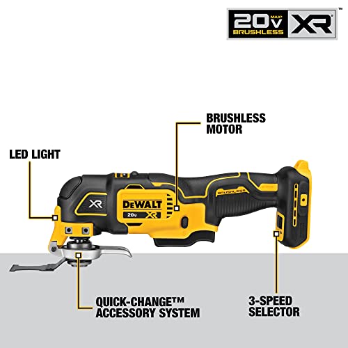 DEWALT 20V MAX* XR Oscillating Tool Kit, 3-Speed (DCS356C1) DEWALT