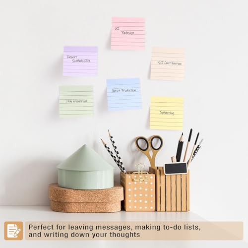 Mr. Pen- Lined Sticky Notes 3x3, 12 Pads, 720 Sheets in Total, Morandi Colors, Sticky Notes with Lines, Sticky Note Pads, Sticky Pads, Sticky Notes Mr. Pen
