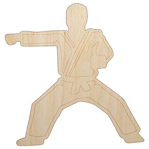 Kung Fu Martial Arts Rider Stance Karate Gi Unfinished Wood Shape Piece Cutout for DIY Craft Projects - 1/4 Inch Thick - 6.25 Inch Size Sniggle Sloth