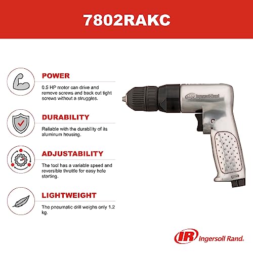 Ingersoll Rand 7802RAKC Heavy Duty 3/8-Inch Reversible Pneumatic Drill With Keyless Chuck Ingersoll Rand
