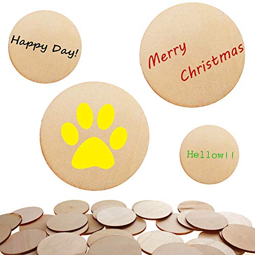 Jyongmer 100 Pieces Unfinished Wood Circle - 2 inch Round Disc Blank Natural Wooden Cutout Ornaments for Decoration DIY Craft Art Supplies, 0.11 inch Jyongmer