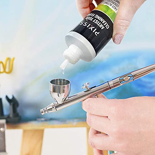 Airbrush Cleaner Kit With Brush Cleaner Solution - Ultimate Airbrush Cleaning Kit, Holder, and Pot for Efficient Cleaning of Airbrushes - Glass Clean Pixiss