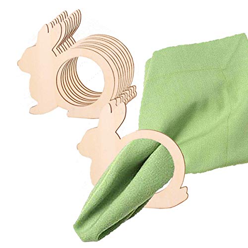 Qingmao 20 Pieces Rabbit Shape Wood Napkin Rings Easter Wooden Napkin Holders Rings Serviette Buckles for Easter Wedding Dining Table Decoration TANGDIAABBCC