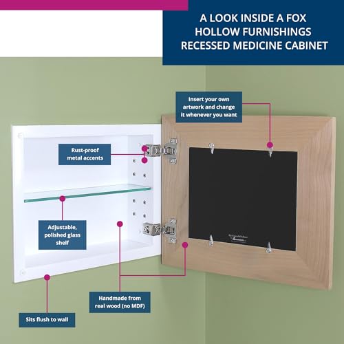 Recessed Landscape Picture Frame Medicine Cabinet by Fox Hollow Furnishings - 14"W x 11"H Hidden Wall Storage Fox Hollow Furnishings