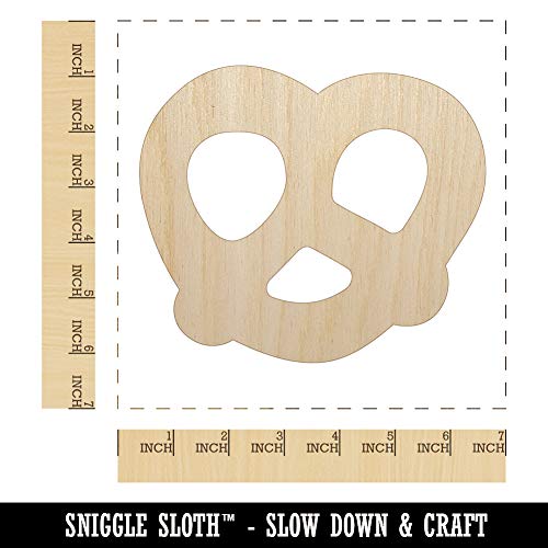 German Pretzel Solid Unfinished Wood Shape Piece Cutout for DIY Craft Projects - 1/8 Inch Thick - 6.25 Inch Size Sniggle Sloth