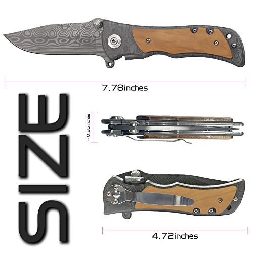 XJF Engraved Wooden Pocket Knife Gift - 5 Years Down Forever to Go, 5th Wood Wedding, 5th Wedding Anniversary Keepsake Gift for Husband, Men, 5 Years XJF