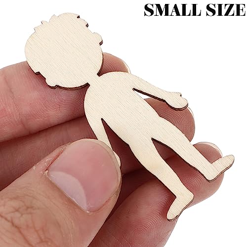 COHEALI 50pcs Wooden Boy Cutout Unfinished People Shaped Craft Sticks Blank Wooden Slices for DIY Projects COHEALI