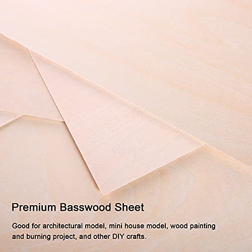 20 Pack Basswood Sheet, 1/16 X 8 X 12 Inch Unfinished Thin Plywood Wood Sheets for DIY Crafts DOMG