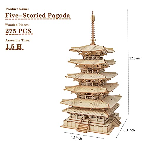 ROBOTIME 3D Puzzle Wooden Craft Kits for Adults DIY Model Building Kit Big Ben TG507 & Five-Storied Pagoda TGN02 ROBOTIME