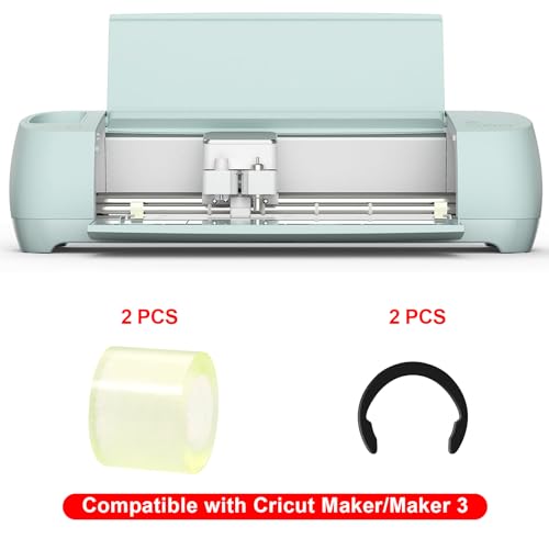 2 Pcs Rubber Roller Resolution for Cricut Maker and 2 Pcs Rubber Roller Replacement, Keep Rubber in Place with Retaining Rings Keep Rubber from CATOSUM