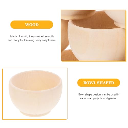 KALLORY Unfinished Wood Blank Bowls 10pcs Miniature Wooden Bowls Unpainted Tiny Bowls Dollhouse Tableware for DIY Painting Art Crafts Projects KALLORY
