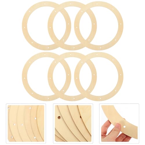 SEWACC 6pcs Wreath Form Rack Craft Floral Ring Floral Hoop Centerpiece Xmas Wreath Frame Wooden Wreath Frame Unfinished Round Metal Hoop Christmas SEWACC