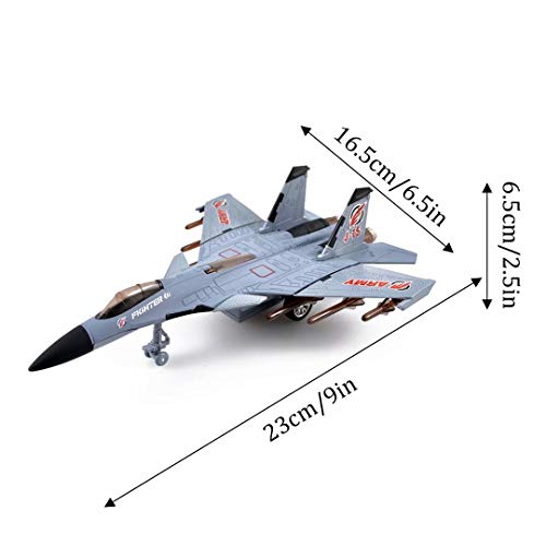 QIAONIUNIU Toy Airplane Model Planes Alloy Pull Back Fighter for Boys with Flashing Lights, Real Jet Sound (Gray) QIAONIUNIU