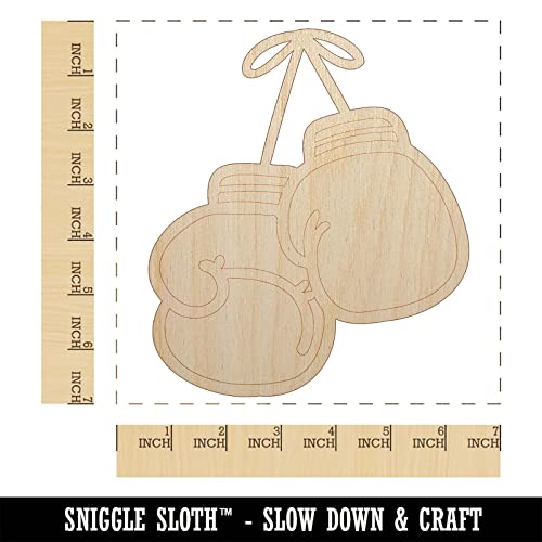 Boxing Gloves Hanging Unfinished Wood Shape Piece Cutout for DIY Craft Projects - 1/4 Inch Thick - 6.25 Inch Size Sniggle Sloth