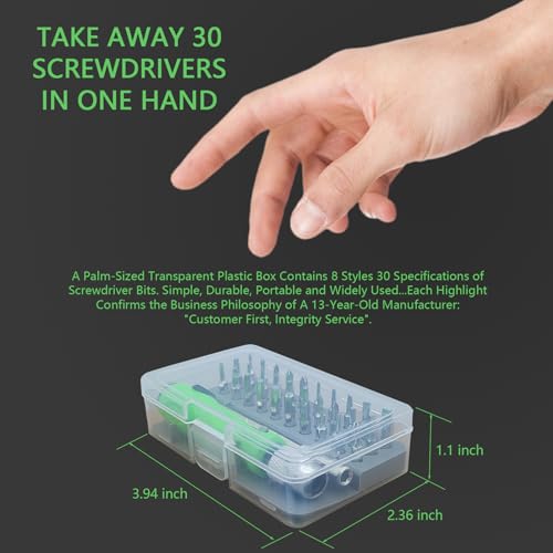 SOWINOS Mini Screwdriver Set, Small Screwdriver Set, 30 Precision Screwdrivers Bit Including Torx Triangle Heads and a Case, Repair Tools Kit for SOWINOS