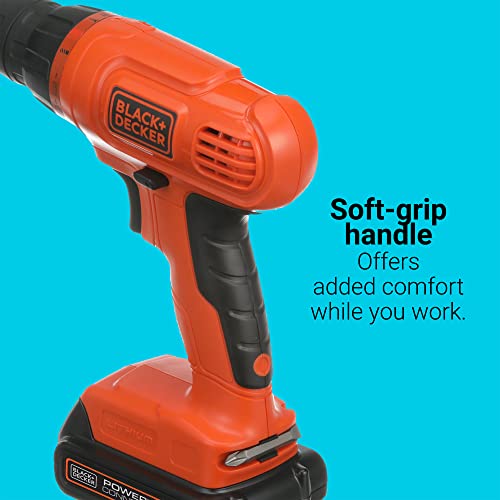 BLACK+DECKER 20V MAX* POWERCONNECT Cordless Drill Kit + 100 pc. Kit (BDC120VA100), Orange BLACK+DECKER