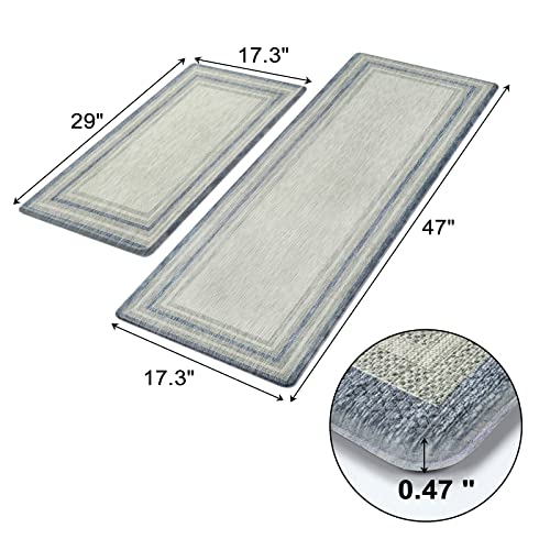 KIMODE Anti Fatigue Kitchen Mat 2PCS,Non-Skid Waterproof Kitchen Rugs,Farmhouse Kitchen Mat for Floor,Cushioned Comfort Foam Standing Mat for KIMODE