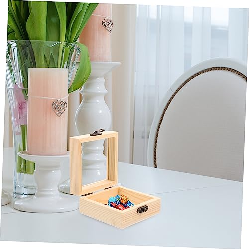 COHEALI 4 pcs moisennette Jewelry Treasure Box hinged Cover Container European Style Glass Wooden Storage Bins Bracelet Holder Treasure Chest Wedding COHEALI