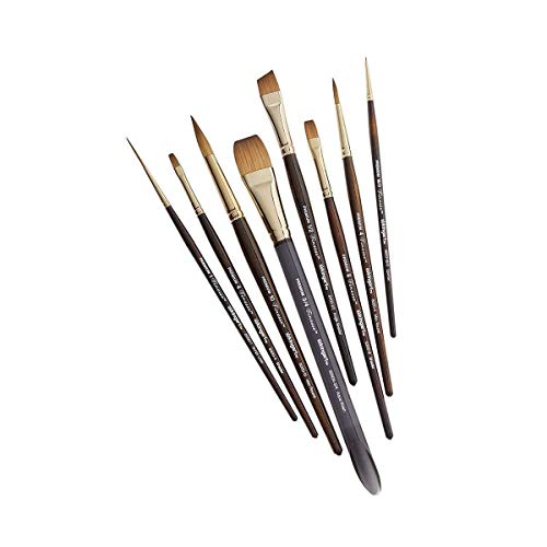 KINGART Finesse Kolinsky Sable Synthetic Blend Premium Watercolor Artist Brushes, Gift Box, Set of 8, Synthetic Brush Hairs, Acrylic Handle, for Oil, KINGART