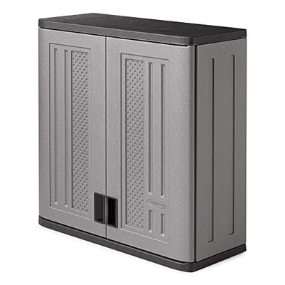Suncast BMC3000 Cabinet-Resin Construction for Wall Mounted Garage Storage, 30.25" Organizer, Silver/Platinum