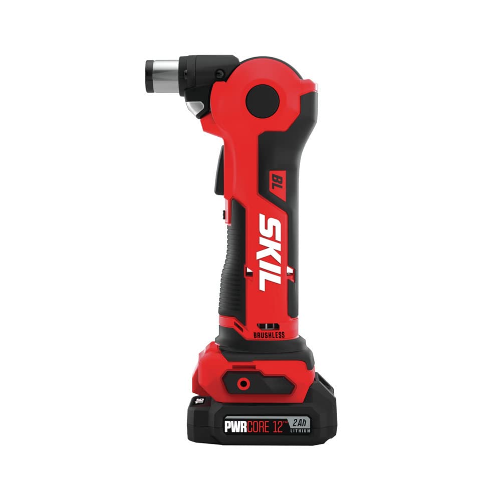 SKIL PWR CORE 12 Brushless 12V Auto Hammer Kit includes 2.0Ah Lithium Battery and PWR JUMP Charger - AH6552A-10, Red Skil