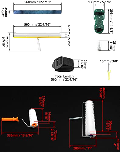 QWORK Self-Levelling Cement Tool Kit, Floor Construction Roller Spike Shoes, Epoxy Floor Paint Tool, Stainless Steel Scraper Self-Leveling Rake QWORK