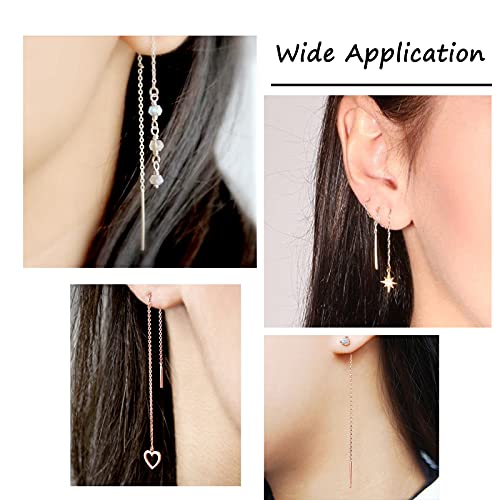Craftdady 10 Pairs Rose Gold Ear Threads Long Box Chain Dangle Bar Threader Earrings Pierced Dangling Drop Stud Earrings with Loop 3.93" Craftdady