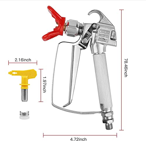 Tpaitlss Airless Paint Spray Gun with 517 tip Swivel Joint 3600PSI High Pressure Spray Gun tpaitlss