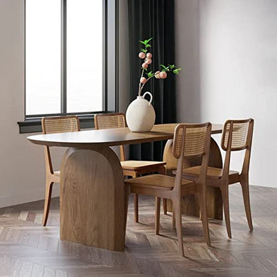 homary 70.9" Japandi Dining Table for 6, Modern Solid Wood Top Oval Table for Dining Room, Kitchen, Living Room Mesas de Comedor, Easy Clean