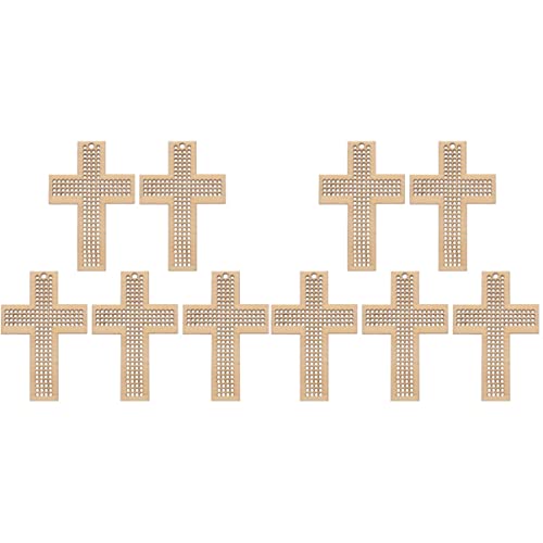 Ciieeo 10 Pcs Cross Stitch Wood Pieces Embroidery Hoop Stand Needlecraft Cross- Disc Wooden Board Wooden Heart Tags Stocking Stuffers Wooden Love Ciieeo